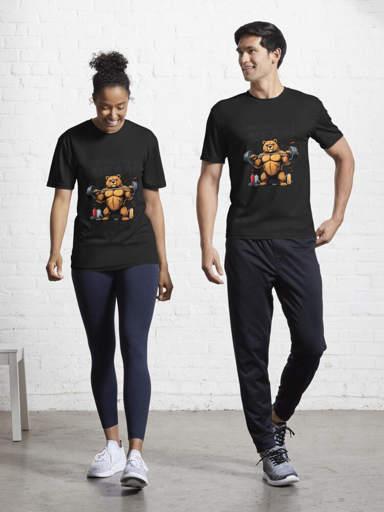 Strong Like a Bear Gym Workout Motivation Weight Training Active T Shirt T Shirt Clean Design