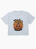 Trick Or Treat Pumpink Halloween Boxy T Shirt Minimal Style