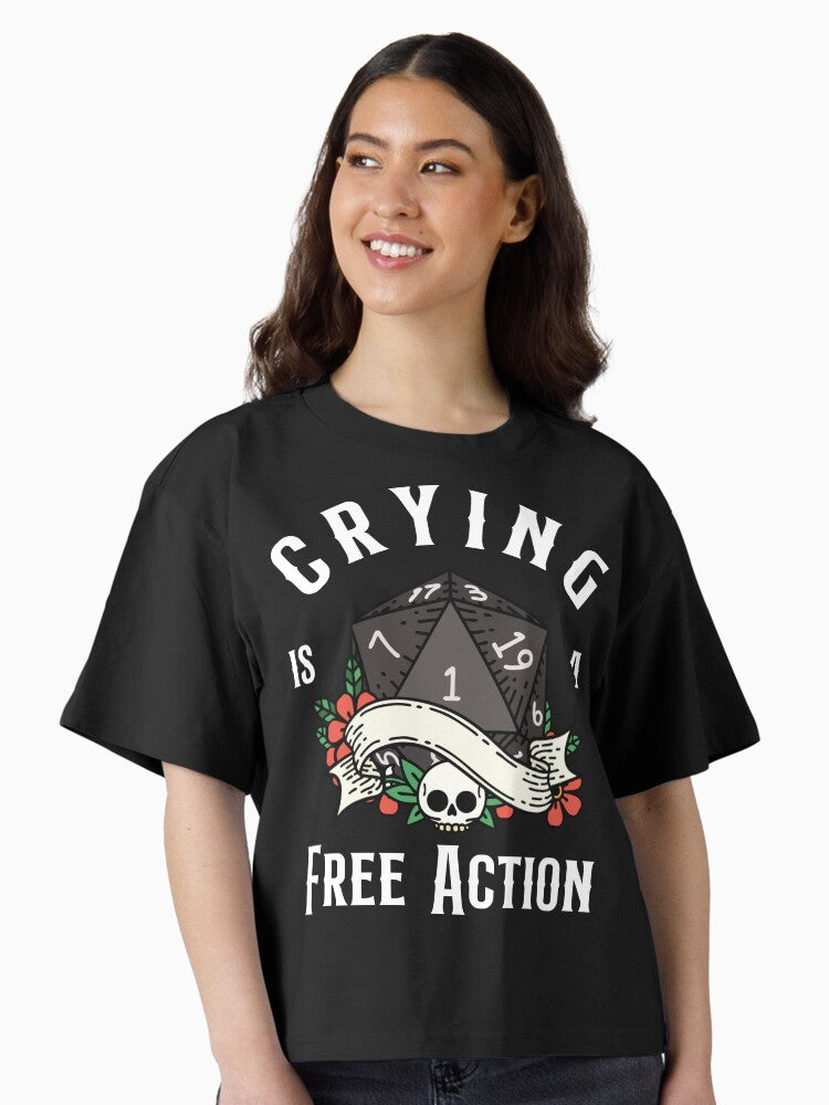 Funny DND RPG Critical failure Crying is a free action Natural one D20 dice Boxy T Shirt Boxy T Shirt Viral TikTok