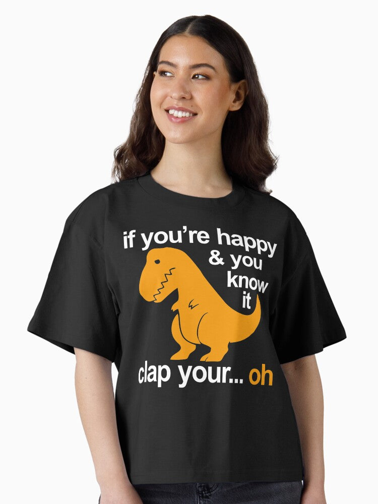 Dino Clap Your Hands Playful T Rex and Happy Rhymes Boxy T Shirt Boxy T Shirt High Search Demand Modern Aesthetic