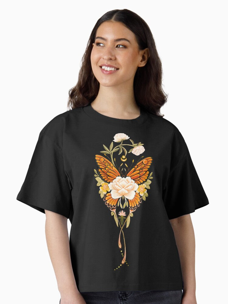 Tattoo Butterfly Peonies Boxy T Shirt Boxy T Shirt Comfort Fit Gift Ready