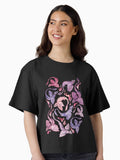 Dragon fire dark pink purple Boxy T Shirt Boxy T Shirt Streetwear Style Daily Wear