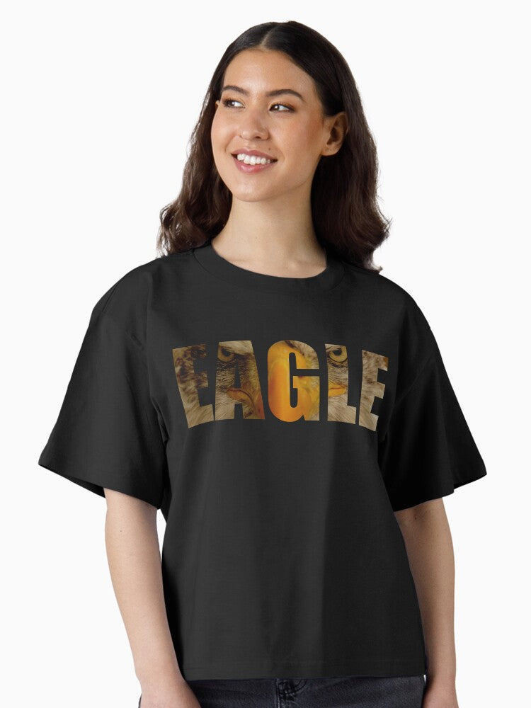Text Embedded Eagle Eyes Boxy Shirt T Shirt US Trend