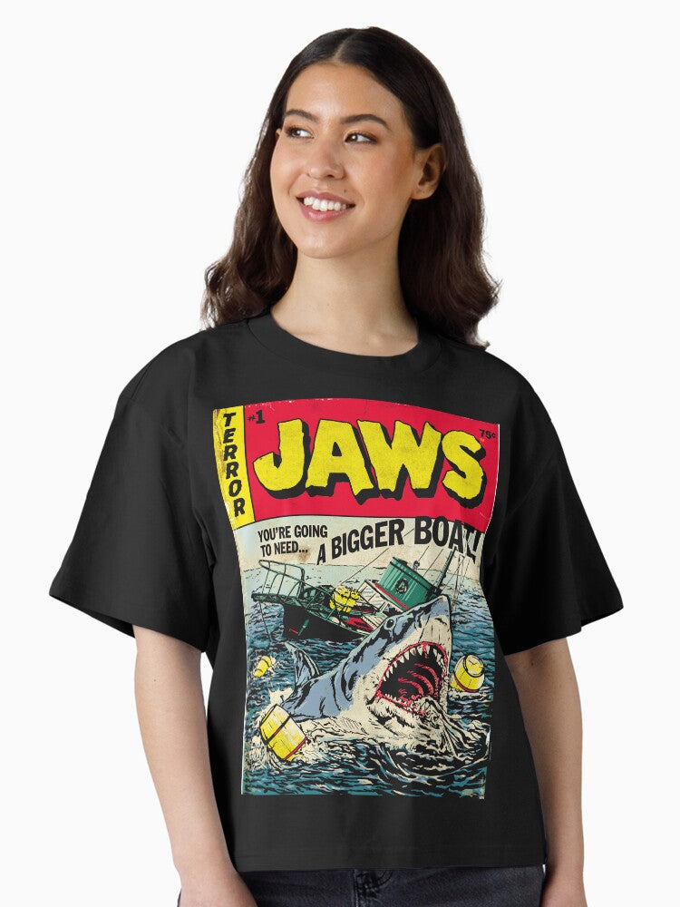 Jaws 1 Edition Comic Book Cover Boxy T Shirt Boxy T Shirt Comfort Fit Gift Ready