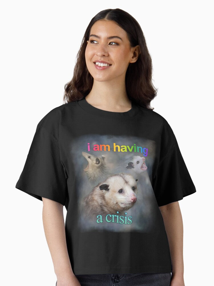I am having a crisis possum word art Boxy T Shirt Boxy T Shirt Streetwear Style Gift Ready