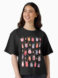 Reindeers Animal cuteness Winter watercolor pattern Rudolph Boxy T Shirt Boxy T Shirt Trending US Relaxed Style