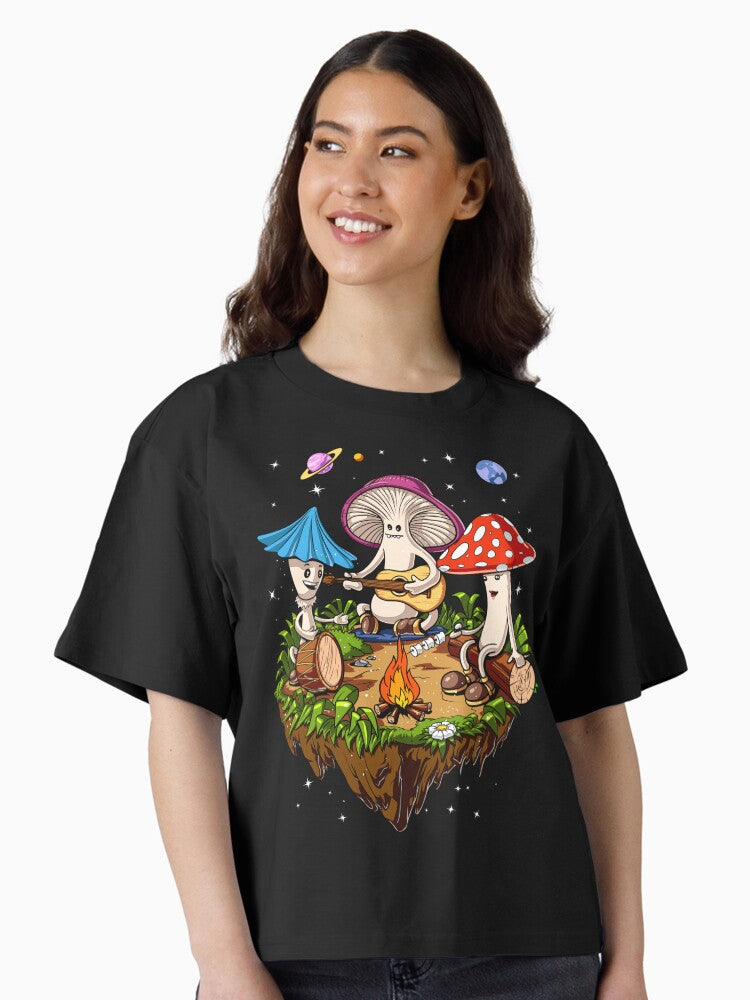 Hippie Magic Mushroom Boxy T Shirt Boxy T Shirt Viral TikTok Modern Aesthetic