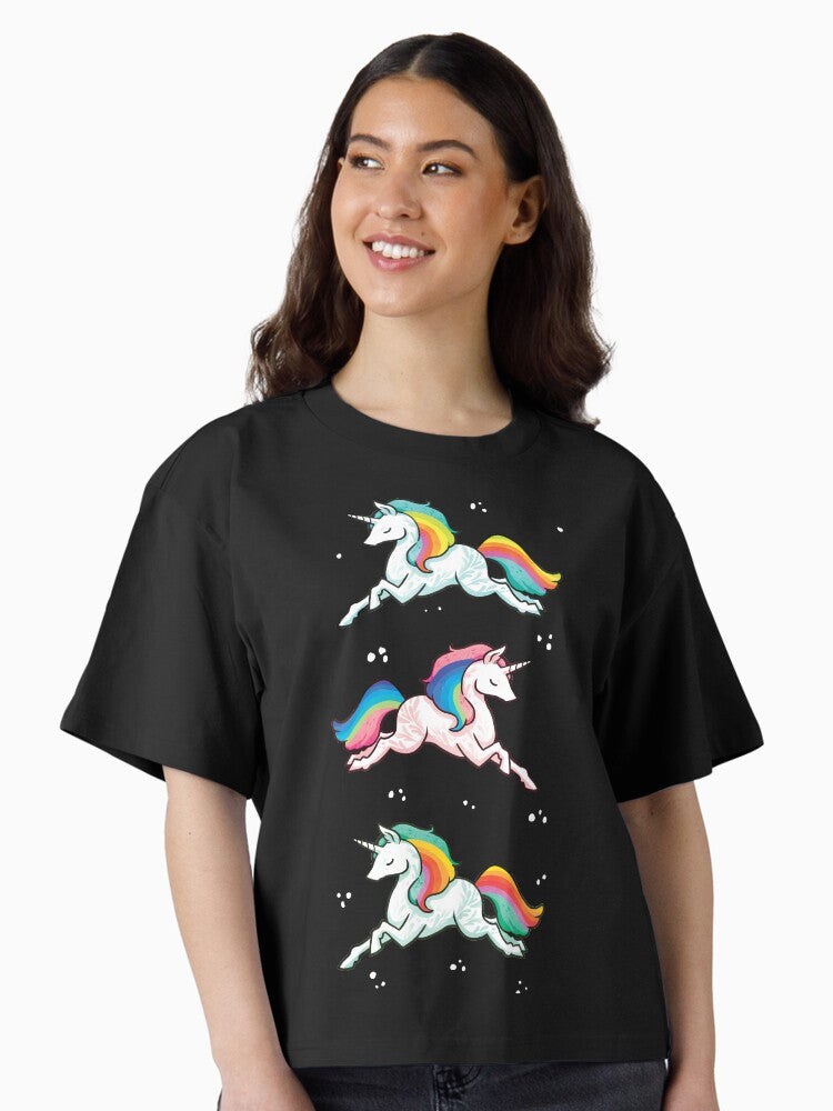 Rainbow Unicorns Boxy T Shirt Boxy T Shirt Comfort Fit Modern Aesthetic