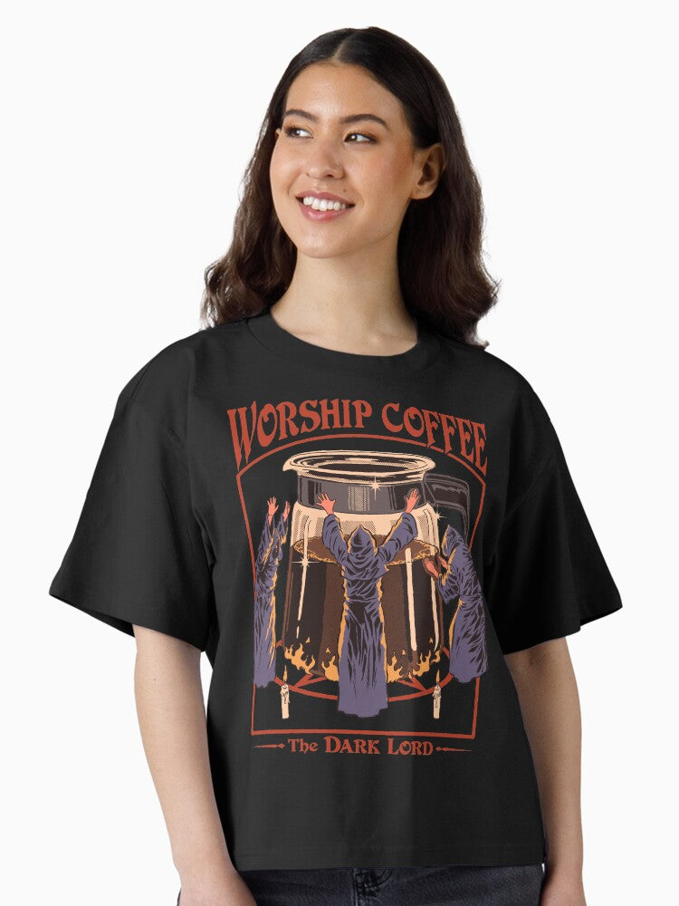 Worship Coffee Boxy T Shirt Boxy T Shirt Comfort Fit Relaxed Style