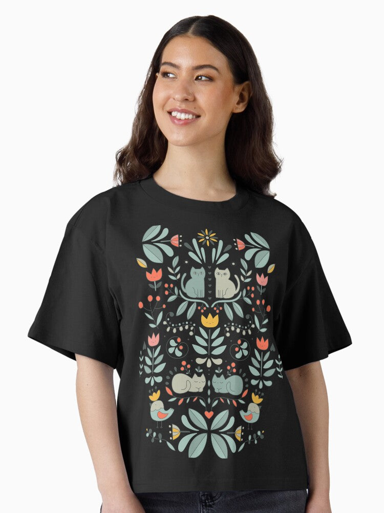 Swedish Folk Cats Boxy T Shirt Women T Shirt Premium Print Hot Right Now