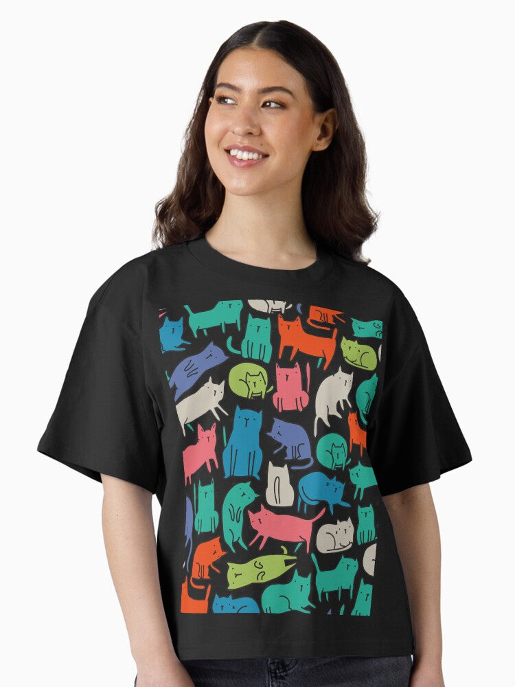 Cool Cats Funny cute colorful pet design Boxy T Shirt Boxy T Shirt Premium Print Boxy Fit