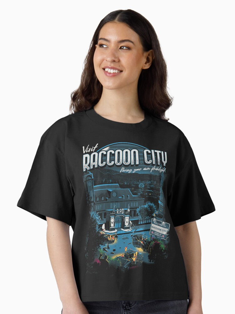 Visit Raccoon City Boxy T Shirt Boxy T Shirt Comfort Fit Relaxed Style