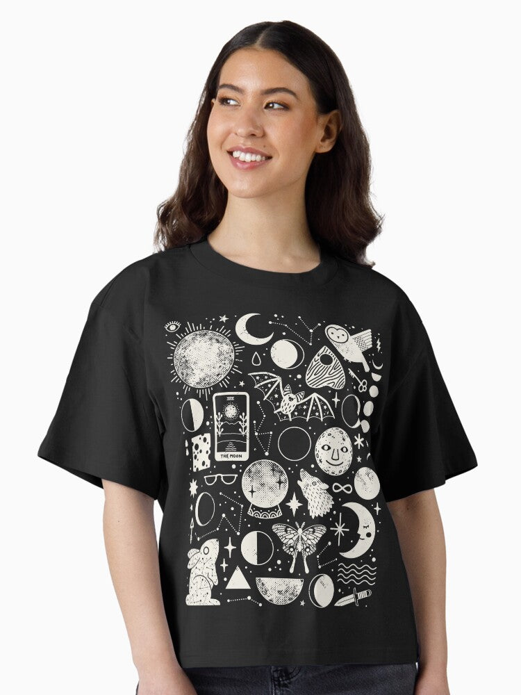 Lunar Pattern Eclipse Boxy T Shirt Boxy T Shirt High Search Demand Daily Wear