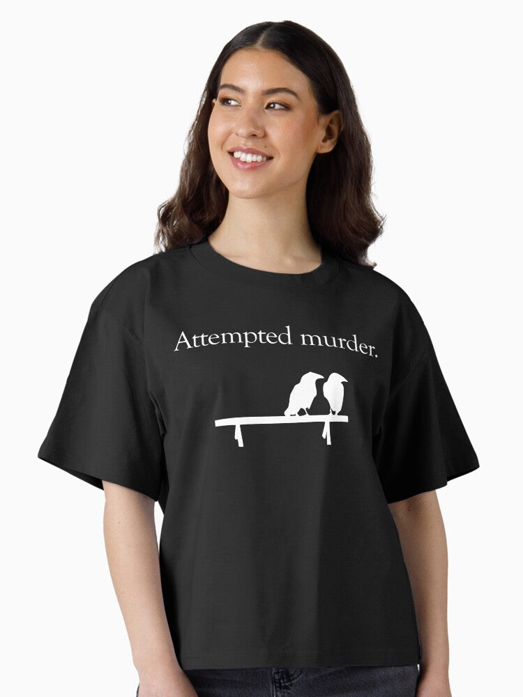 Attempted Murder White design Boxy T Shirt Boxy T Shirt Viral TikTok Relaxed Style