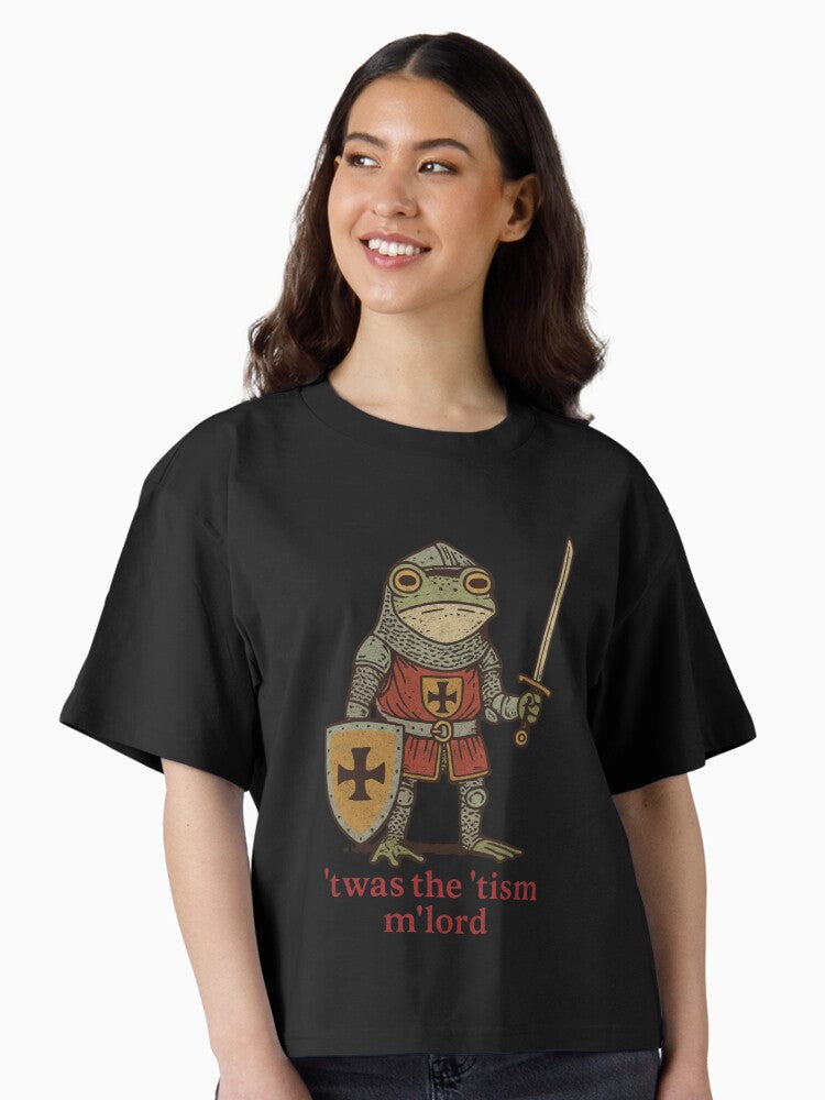Twas the Tism MLord Medieval Frog Knight Meme Boxy T Shirt Boxy T Shirt Streetwear Style Relaxed Style