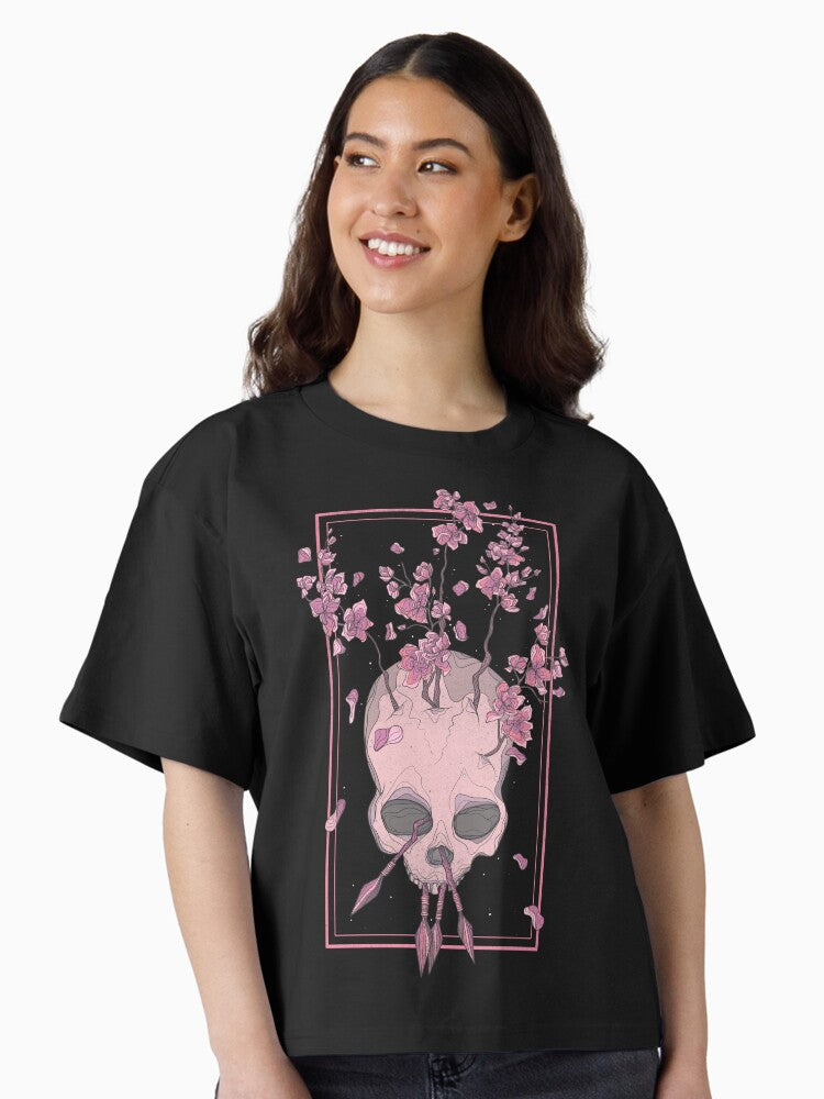 Skull and floral arrows Boxy T Shirt Boxy T Shirt High Search Demand Boxy Fit
