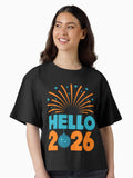 Hello 2026 New Year Boxy T Shirt T Shirt Comfort Fit Modern Aesthetic