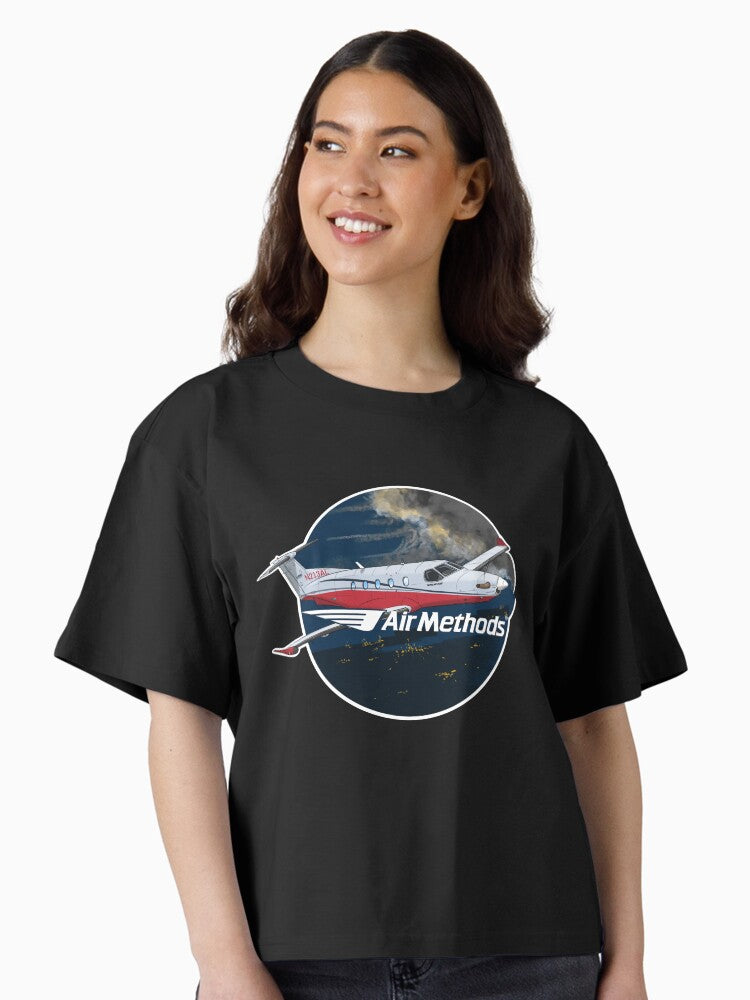 Pilatus PC12 Air Methods Boxy T Shirt Boxy T Shirt Premium Print Relaxed Style