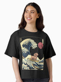 Dachshund Kanagawa Japanese Surfing Wave Boxy T Shirt Boxy T Shirt Streetwear Style Modern Aesthetic