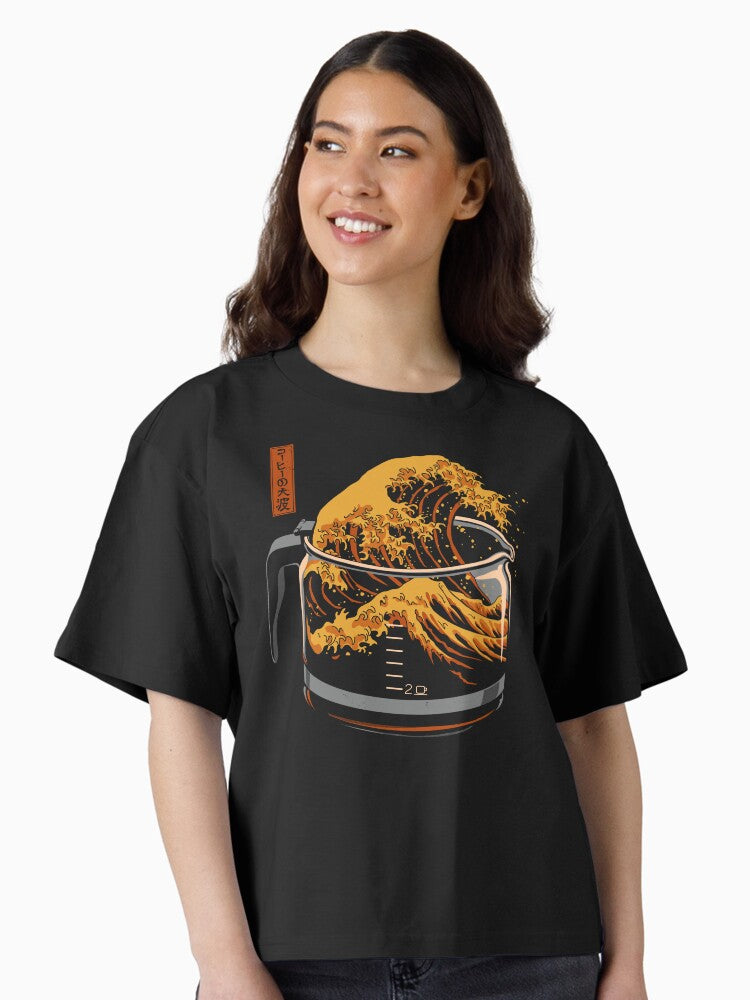 The Great Wave of Coffee Boxy T Shirt Boxy T Shirt High Search Demand Gift Ready