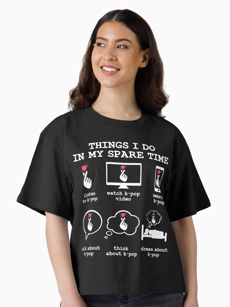 Things I Do in my Spare Time Kpop Merch K pop Merchandise Boxy T Shirt Boxy T Shirt Streetwear Style Boxy Fit