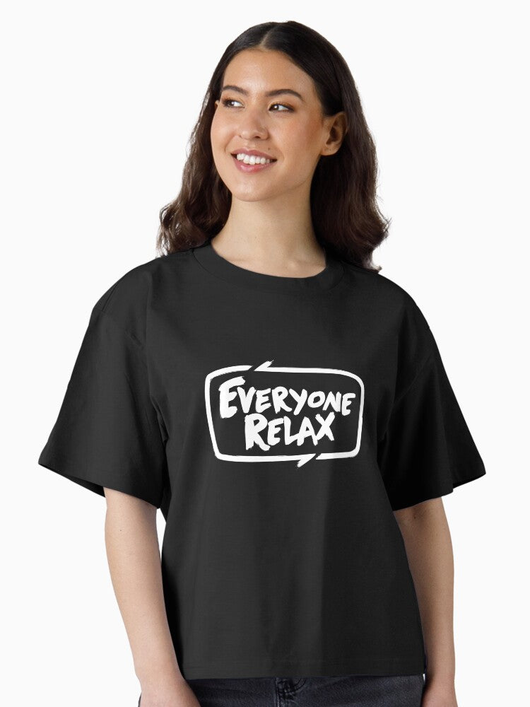 TOFOP Everyone Relax white Boxy T Shirt Boxy T Shirt Trending US Relaxed Style