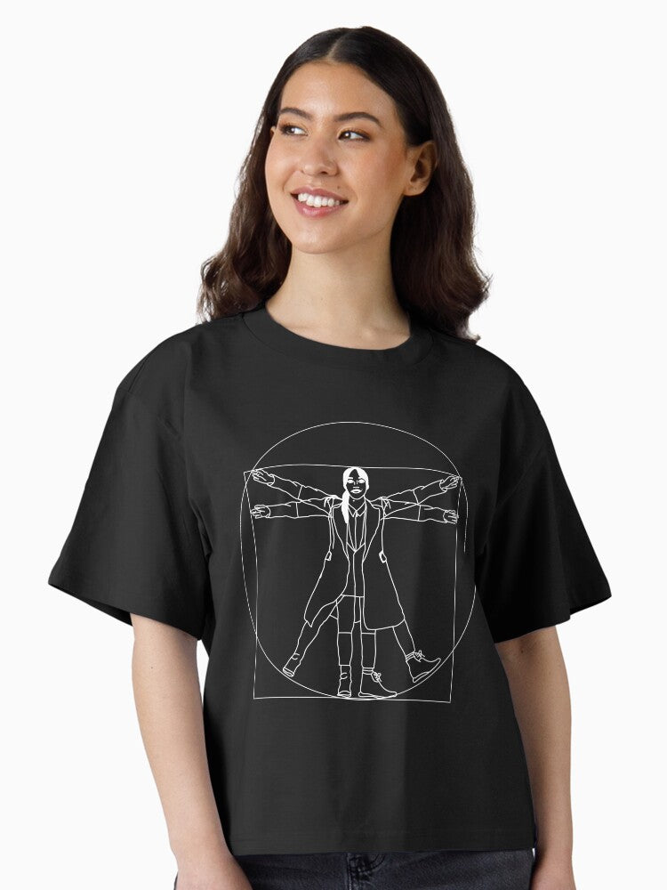 Vitruvian Philomena Cunk Inverted Colors Cunk on Earth Boxy T Shirt Boxy T Shirt Comfort Fit Boxy Fit