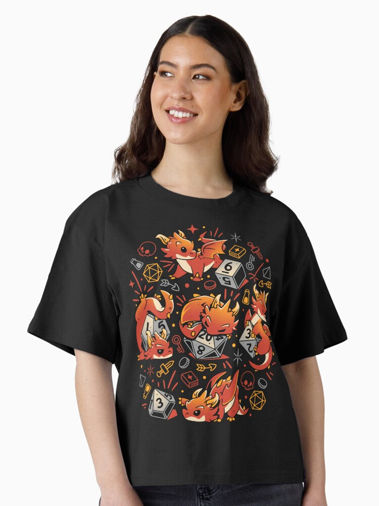 Tiny Dragon Dice Boxy T Shirt Boxy T Shirt Premium Print Modern Aesthetic