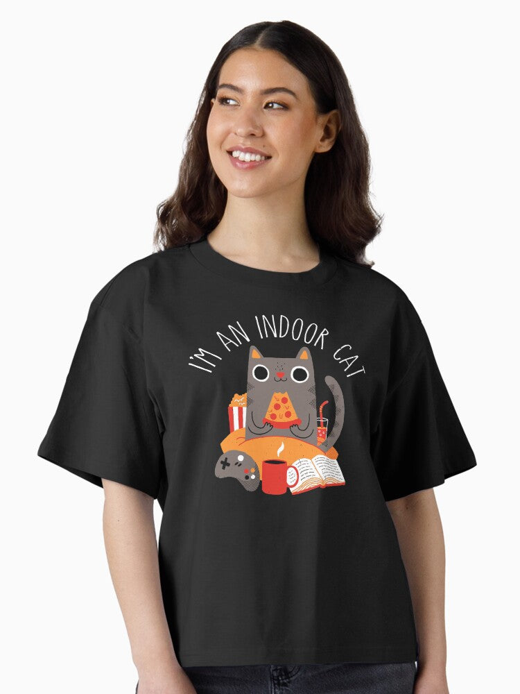Indoor Cat Boxy T Shirt Boxy T Shirt Viral TikTok Relaxed Style