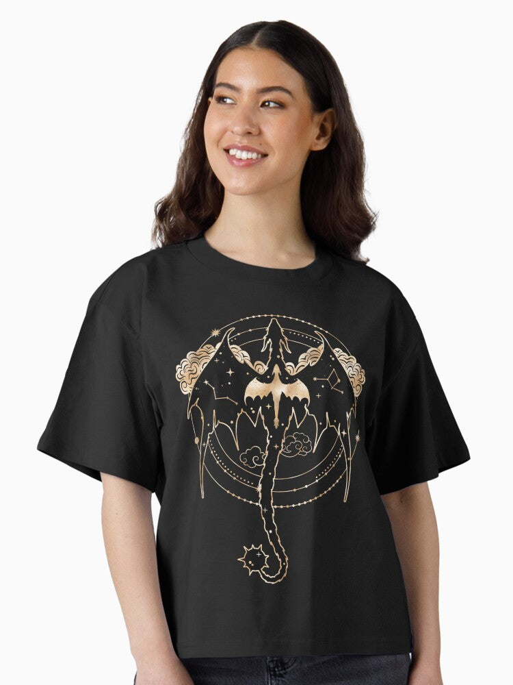 Celestial Tairn and Andarna Fourth Wing Officially Licensed Boxy T Shirt Boxy T Shirt Comfort Fit Relaxed Style