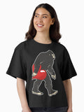 Bigfoot Valentines Day Big Red Heart Cute Love Gift Boxy Shirt T Shirt Clean Design