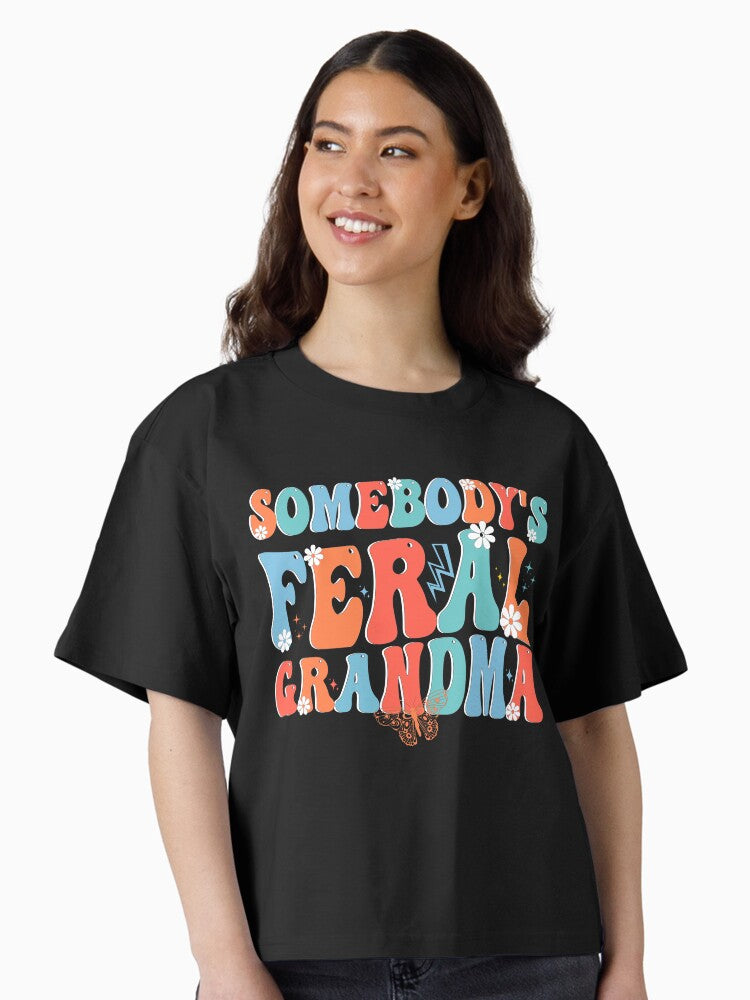 Groovy Feral Grandma Funny Retro Mother s Day Art Boxy T Shirt Boxy T Shirt High Search Demand Gift Ready