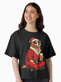 Golden Retriever Santa Dog Drinking Beer Boxy T Shirt Boxy T Shirt Premium Print Modern Aesthetic