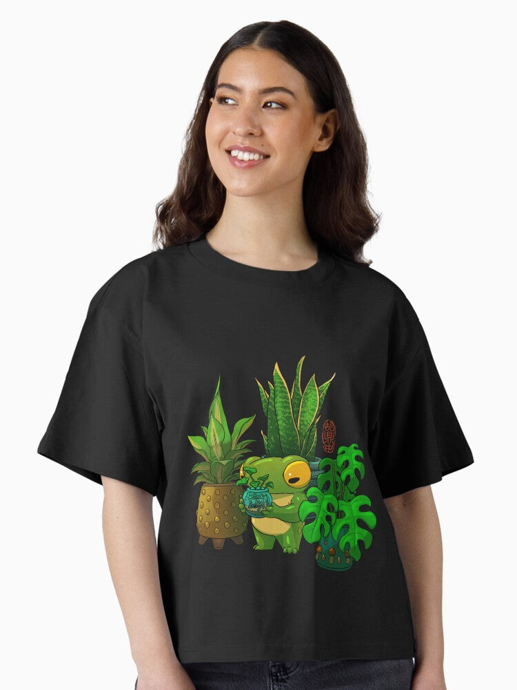 cute frog taking care of plants and tadpole artwork asian style Boxy T Shirt Boxy T Shirt Viral TikTok Relaxed Style