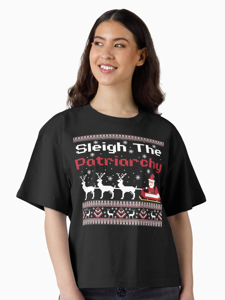 Sleigh The Patriarchy Feminist Boxy T Shirt Boxy T Shirt Trending US Modern Aesthetic