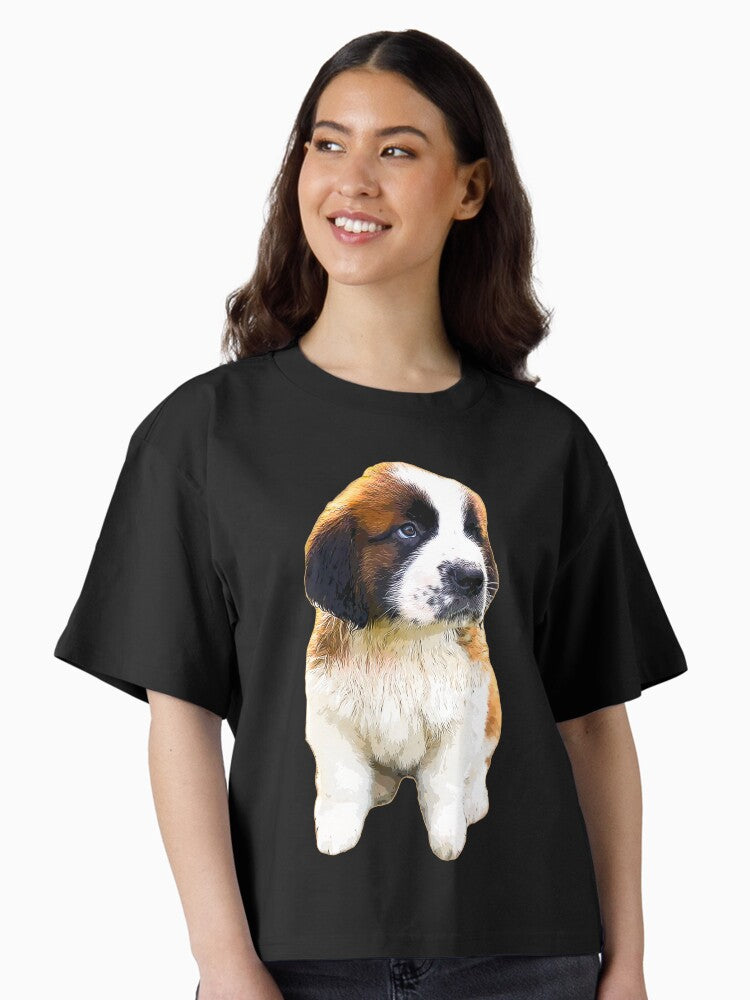 St Bernard Cute Puppy Dog Boxy T Shirt Boxy T Shirt Premium Print Modern Aesthetic