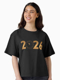 2026 New Year Gold Clock Design Boxy T Shirt T Shirt Premium Print Best Seller Look
