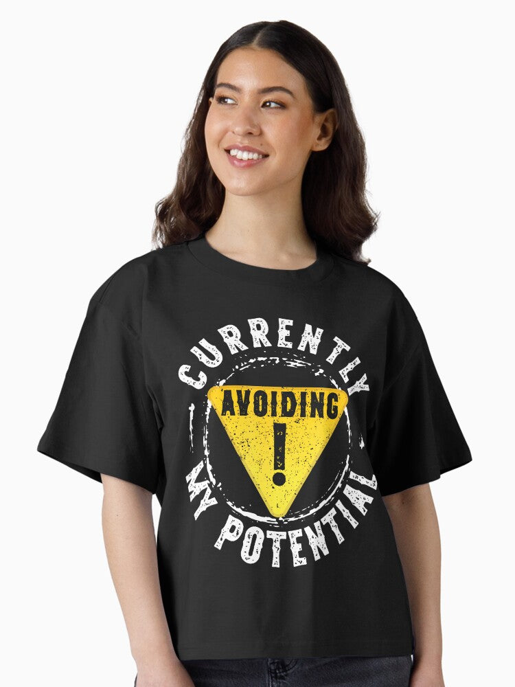 Currently Avoiding My Potential Funny Apparel Boxy T Shirt T Shirt Premium Print Gift Ready