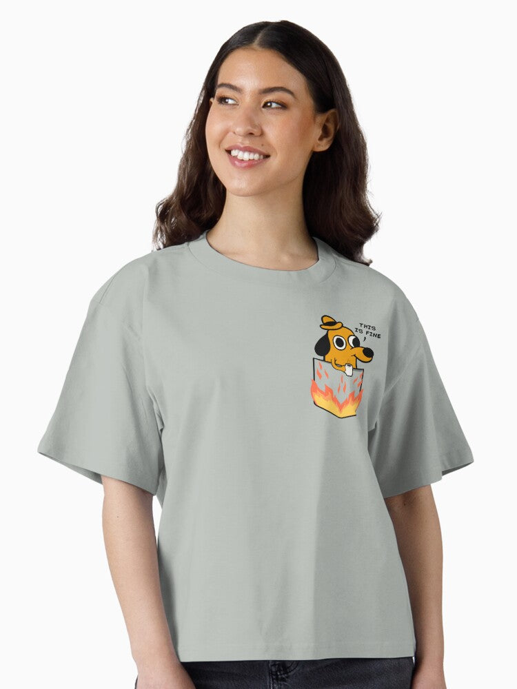 This is fine Boxy T Shirt Boxy T Shirt Streetwear Style Daily Wear