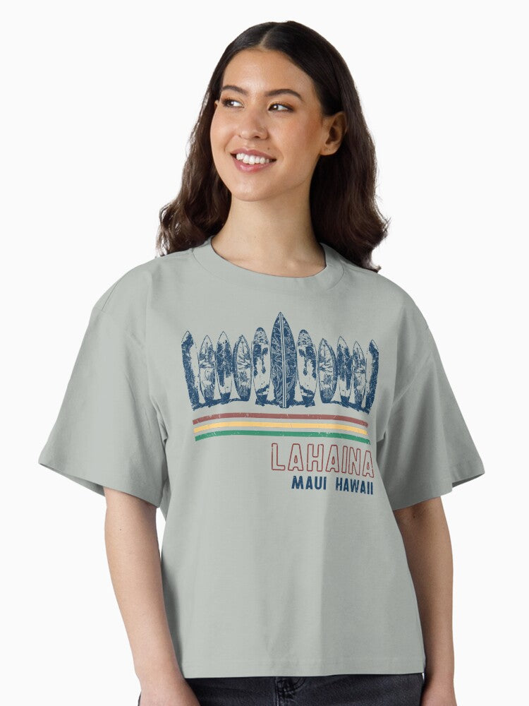 Hawaii Lahaina Maui Retro Surfing Boxy T Shirt Boxy T Shirt Trending US Daily Wear