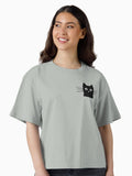 Black Cat Face Boxy T Shirt Boxy T Shirt Comfort Fit Gift Ready