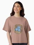Bird Eggs Blue Eggs in Nest Springtime Boxy T Shirt Boxy T Shirt High Search Demand Daily Wear
