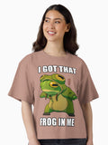 i got that frog in me funny frog meme costume art Boxy T Shirt Boxy T Shirt Premium Print Modern Aesthetic