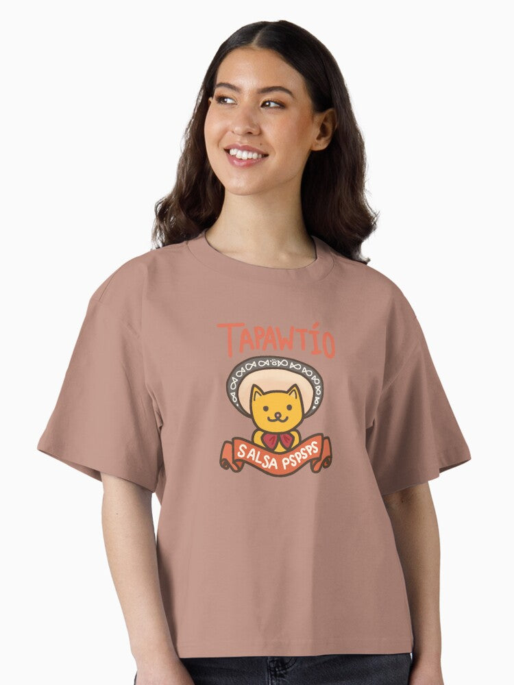 Tapatio Cat Mexican Hot Sauce Pspsps Boxy T Shirt Boxy T Shirt Viral TikTok Daily Wear