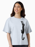 Black Cat Holding On Boxy T Shirt Boxy T Shirt Streetwear Style Boxy Fit