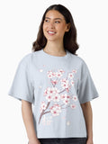 Falling White Sakura Cherry Blossom Boxy T Shirt Boxy T Shirt Viral TikTok Boxy Fit