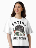 DND RPG Funny Critical failure Crying is a free action Natural one D20 dice Boxy T Shirt Boxy T Shirt Comfort Fit