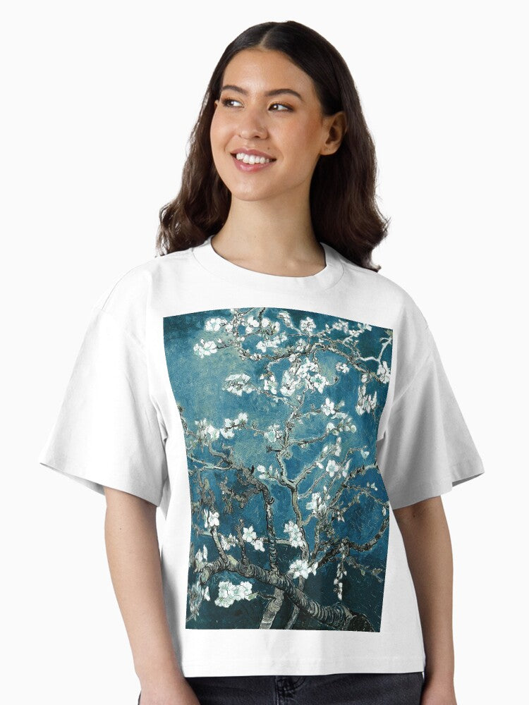 Van Gogh Almond Blossoms Dark Teal Boxy T Shirt Boxy T Shirt High Search Demand Boxy Fit