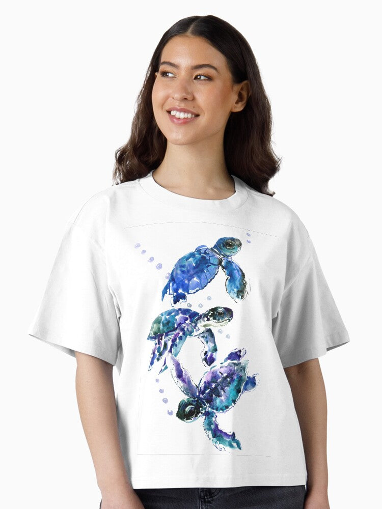 Three Sea Turtles Boxy T Shirt Boxy T Shirt Premium Print Boxy Fit