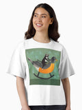 Cat on a Rocking Robin Boxy T Shirt Boxy T Shirt Viral TikTok Modern Aesthetic